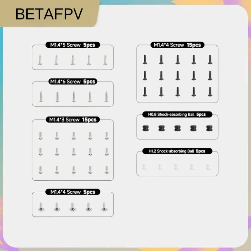 BETAFPV Pack of drone screws compatible with the models Pavo20, Pavo20 Pro, Meteor65/75 Pro, Air65/75, and Cetus X