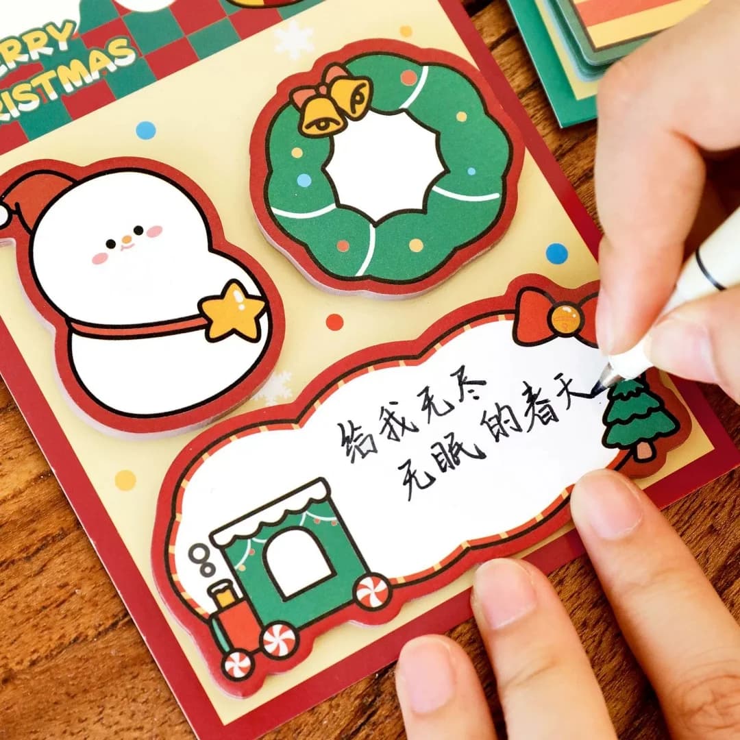 Blocchi per appunti adesivi per cartoni animati di Natale Note adesive colorate di Natale per regali per bambini Piccolo regalo di cancelleria natalizia