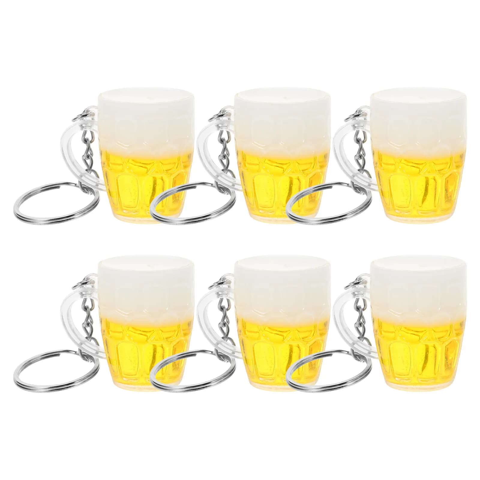 6 Pezzi Portachiavi a Forma di Boccale da Birra, Ciondolo Simulazione Boccale, Accessori per Borse e Portachiavi
