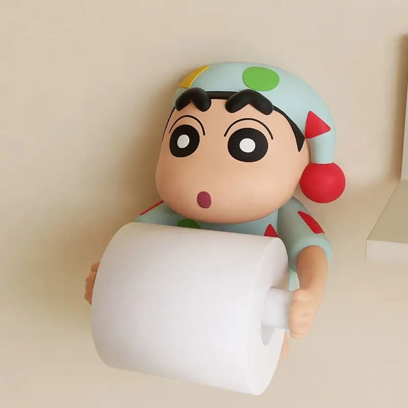 Cute Toilet Paper Holder Cartoon Crayon Shin-Chan Anime Buriburizaemon Home Wall-Mounted Storage Paper Towel Box Decoration