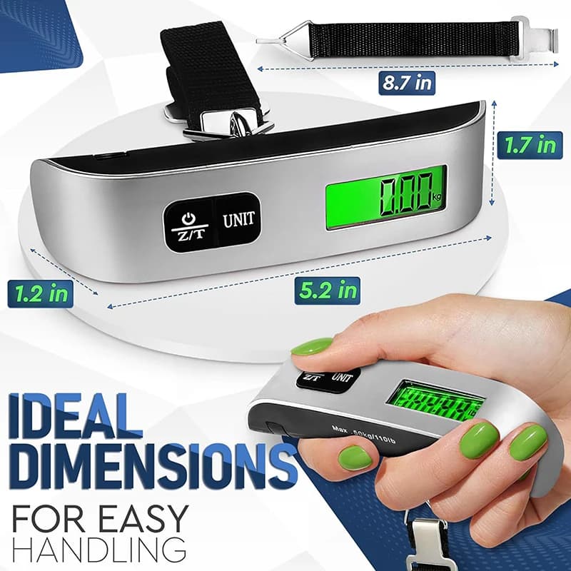 Bilancia digitale per bagagli Gold Star da 50 kg/110 libbre - Bilancia portatile sospesa con display LCD, precisione da 1 g per i viaggi