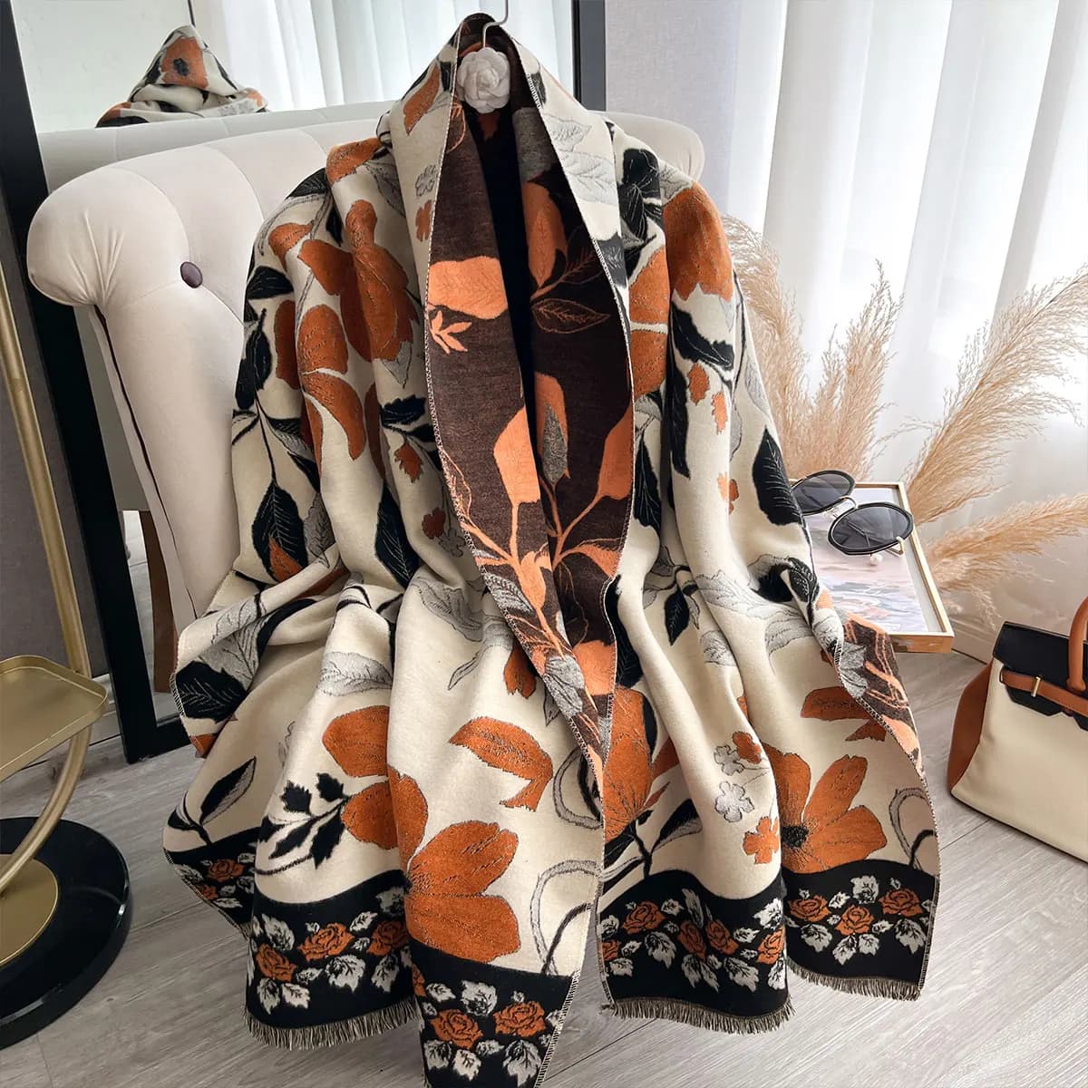 2025 NEW Brand Women Two-Sided Print Scarf Imitation Cashmere Soft Warm Pashmina Shawl Winter Coldproof Windproof Blanket Scarf