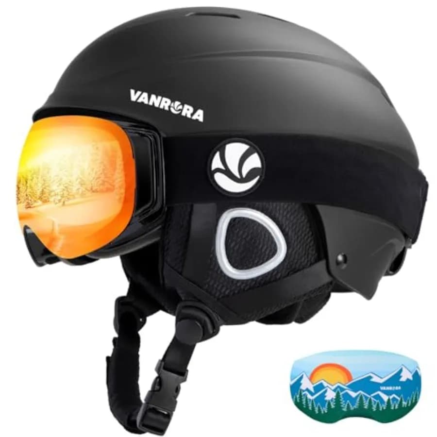 Set Casco da Sci e Occhiali - Casco da Snowboard con Ventilazione Climatizzata, Occhiali da Sci con Lenti Intercambiabili, Taglia M 55-60 cm