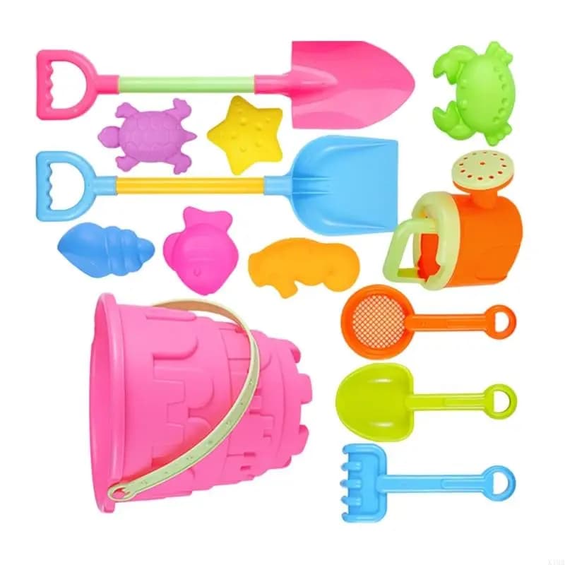 K1MA Completo 13 sabbia da costruzione, pale in plastica, secchiello, divertimento in spiaggia per bambini