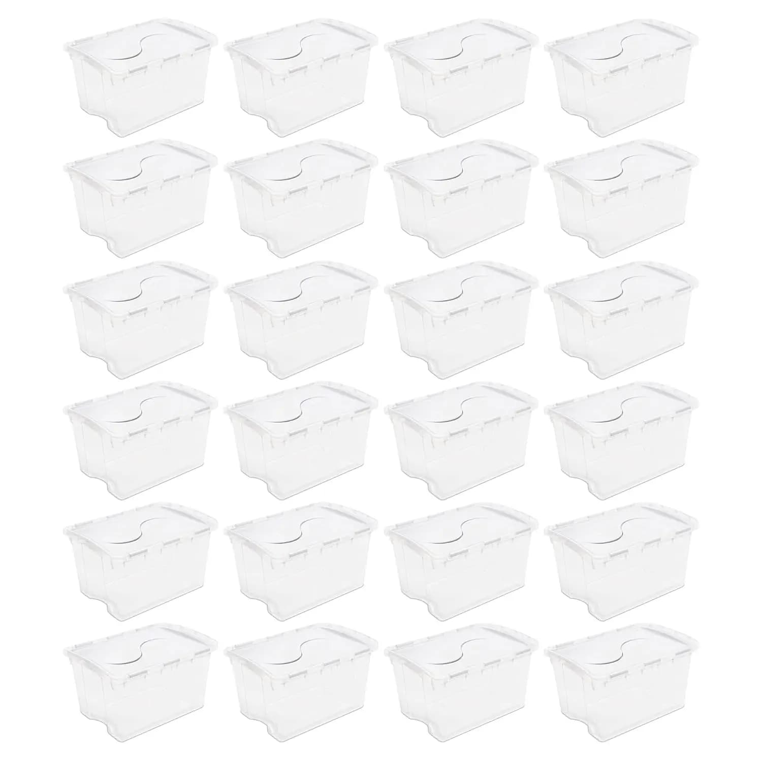 Contenitore di Stoccaggio con Coperchio a Cerniera da 48 Qt, Contenitore Impilabile con Coperchio, Contenitore in Plastica per Organizzare Casa, Ufficio, Seminterrato, Trasparente, Personalizzabile