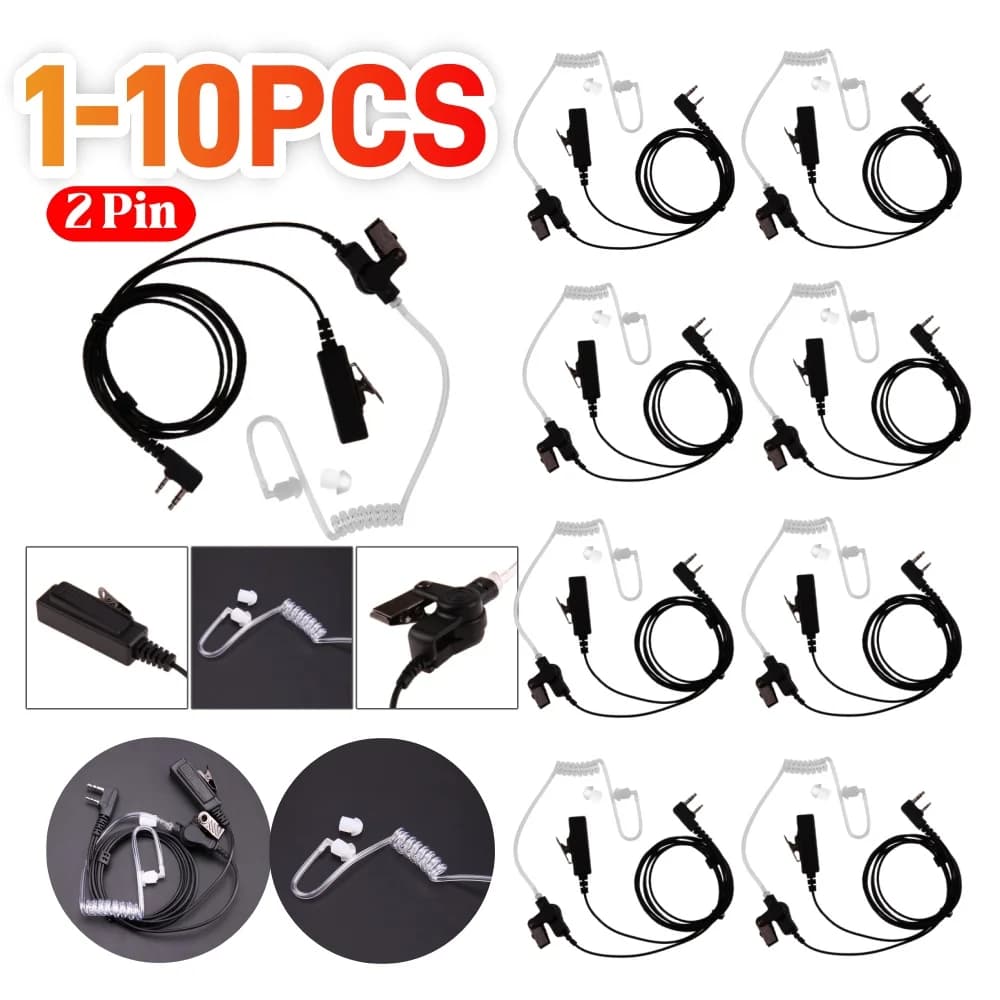 2 Pin Practical Covert Acoustic Tube Earpiece Headset Mic For Baofeng Kenwood UV-5R 888S Radiation-Proof PTT Microphone Earphon