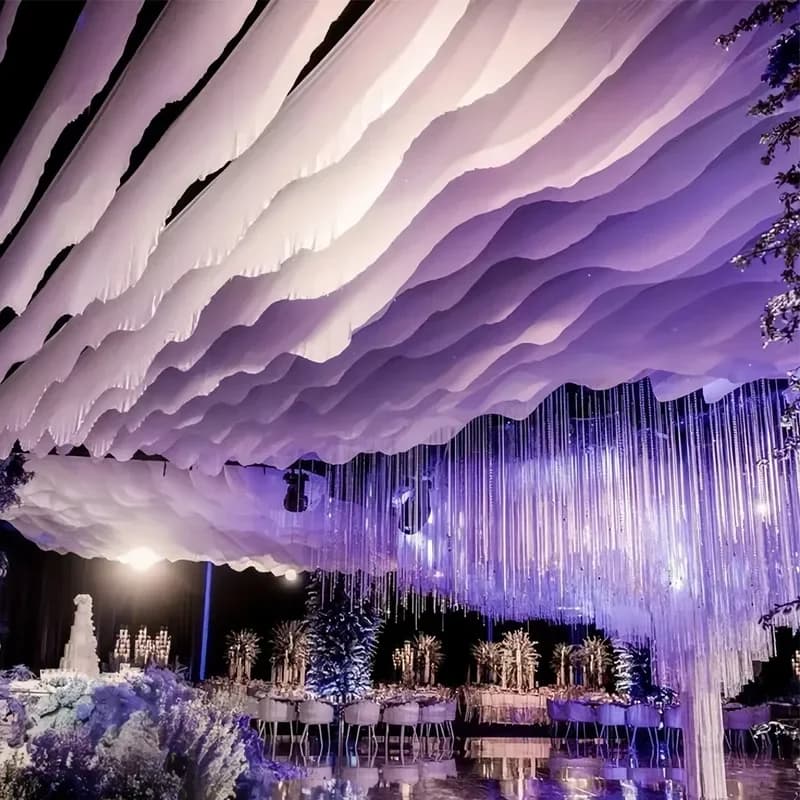 Dynamic Flowing Tulle Curtain - Wind Chime Sheer Drape Romantic Wedding Ceiling Wall Background Decoration