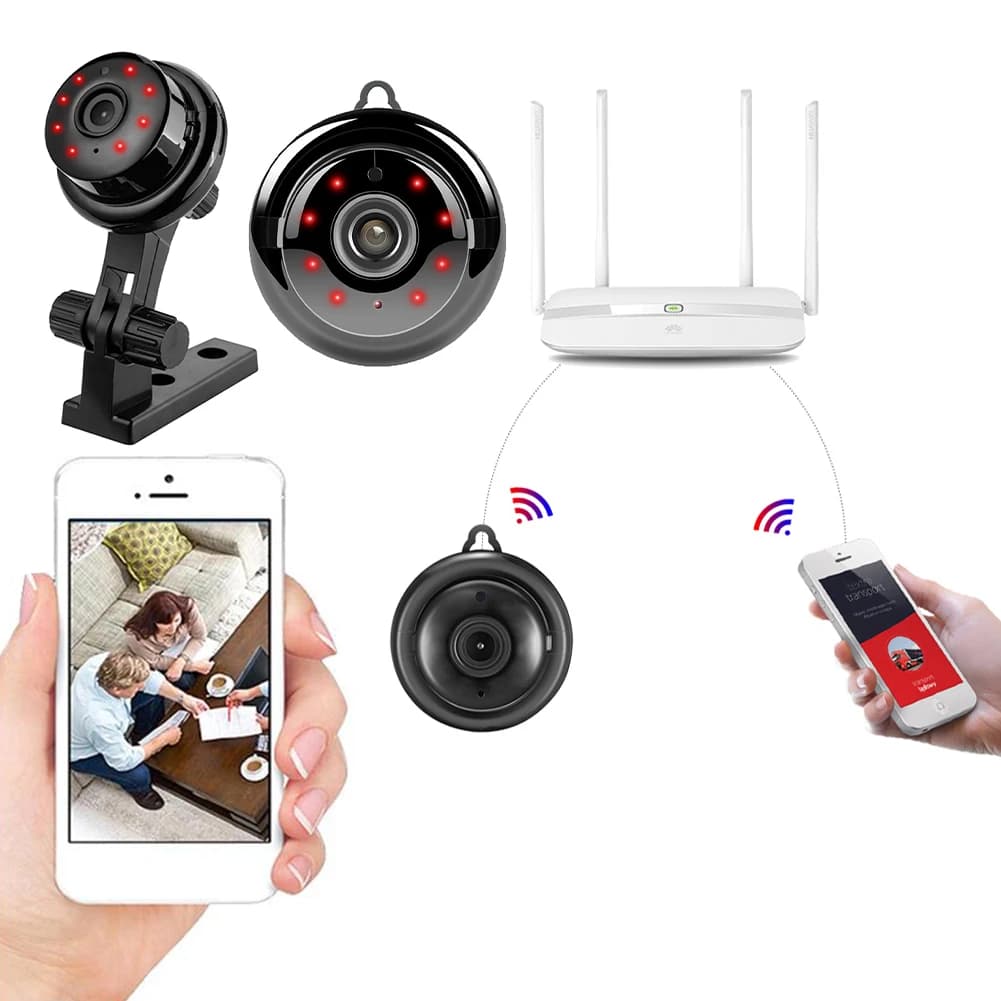 Mini telecamera IP WiFi Telecamera interna wireless Visione notturna HD 1080P Baby Monitor Telecamera Rilevazione movimento audio bidirezionale per animali domestici/bambini