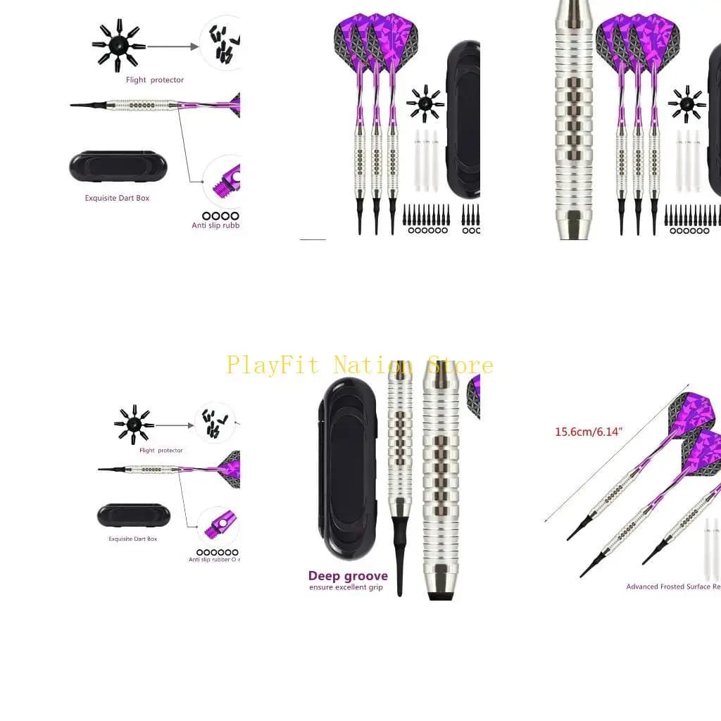 242F Confezione da 3 freccette con punta morbida, set freccette morbide da 18 g, con aste in alluminio per freccette