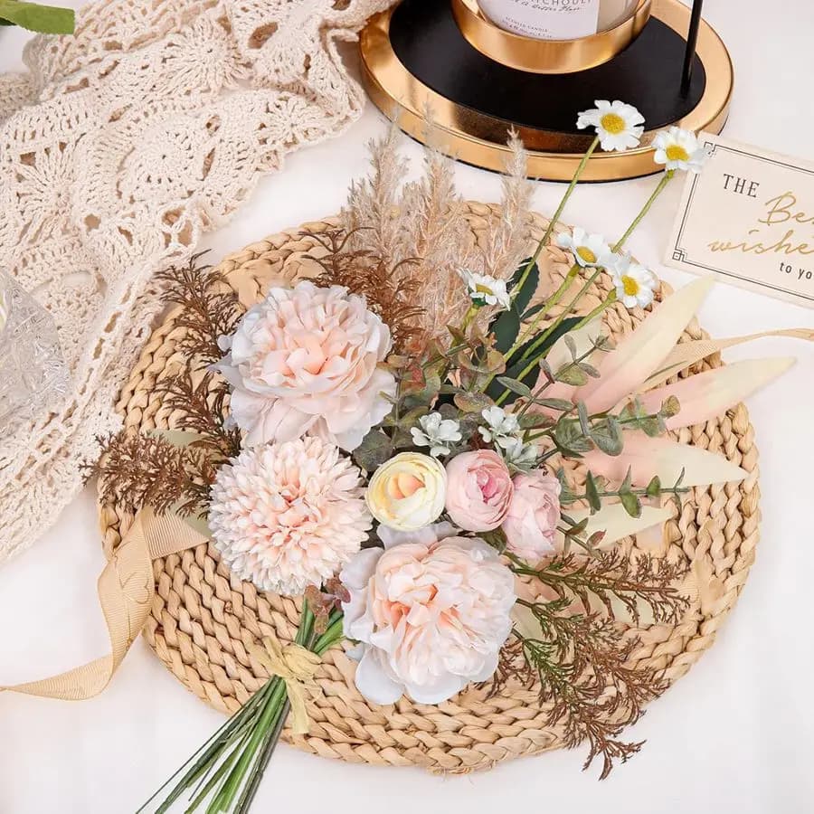Fiore artificiale di seta ortensia rosa eucalipto combinazione bouquet da sposa matrimonio casa vaso tavolo confezione regalo fai da te ritaglio decorazione