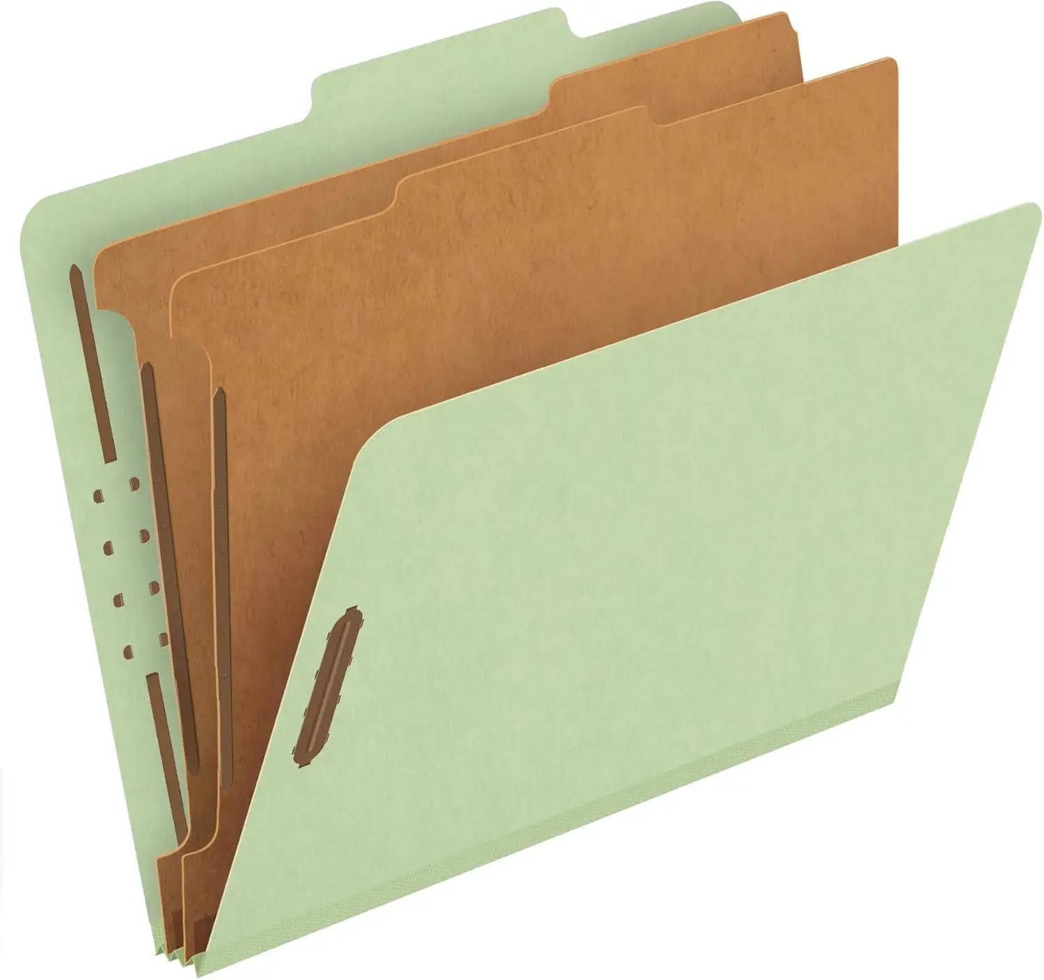 Cartelle Portadocumenti Riciclate con Divisori, Chiusure da 2 Pollici, Formato Lettera, Verde Chiaro, Confezione da 10