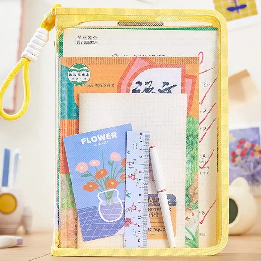 Borsa portaoggetti multifunzionale per carta di prova Borsa per cartelle di file con clip incorporata di grande capacità portatile con maniglia