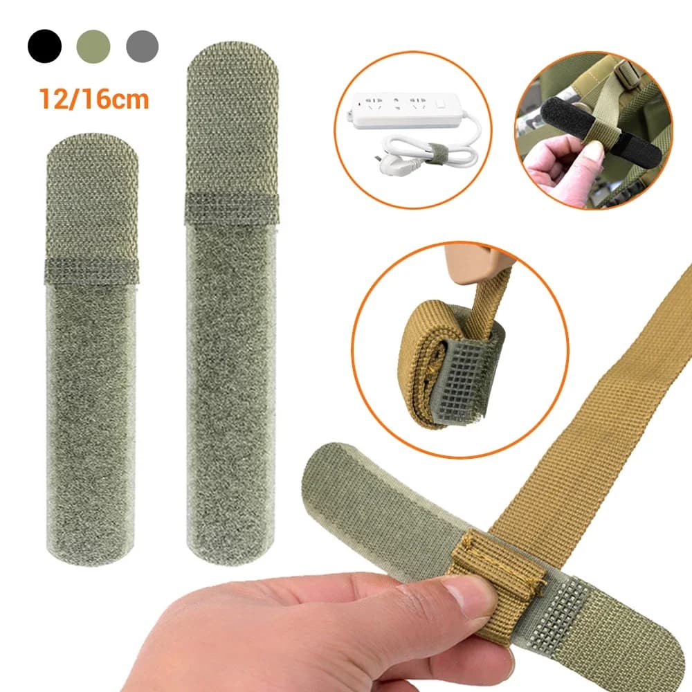 5PCS Cinghie tattiche in nylon Fascette per cavi Cinghia per tessitura Organizzatore Fix Hook Loop Grip Cavo di avvolgimento Riutilizzabile Zaino di fissaggio Fibbia