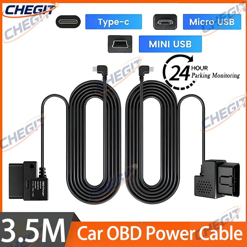 Dash Cam Hardwire Kit Buck Line Cavo adattatore da OBD a USB per Dashcam Specchio CarPlay Monitor Caricatore DVR Monitor di parcheggio 24 ore su 24
