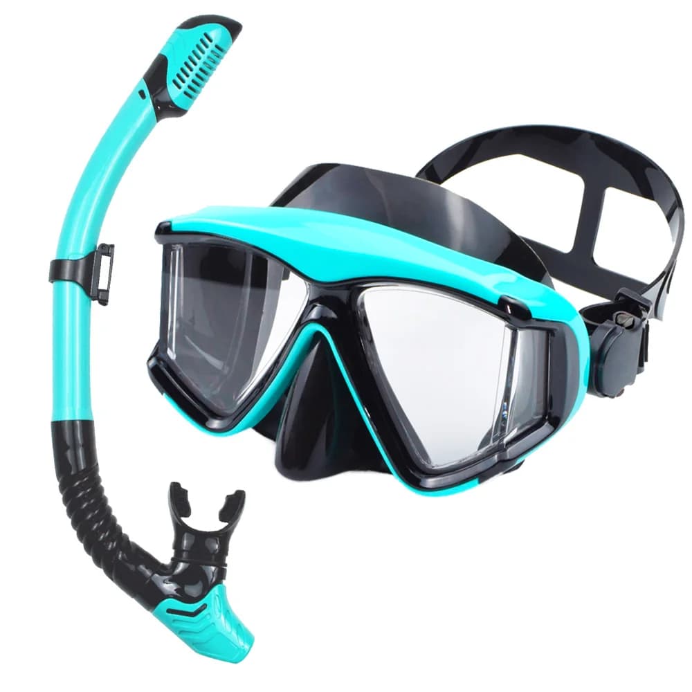 Set maschera da snorkeling Scuba Diving Nuoto Occhiali da allenamento Antiappannamento Anti-perdite 3 finestre Panoramica Ampia vista HD Dry Top Adulti Giovani