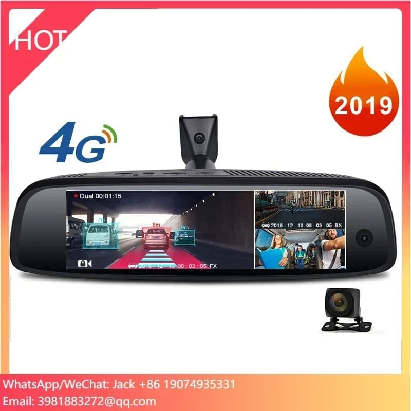 Nuovo DVR per auto 2019 2+32GB 3 canali ADAS 4G Android con specchietto retrovisore FHD 1080P, staffa speciale, telecamera da cruscotto per taxi