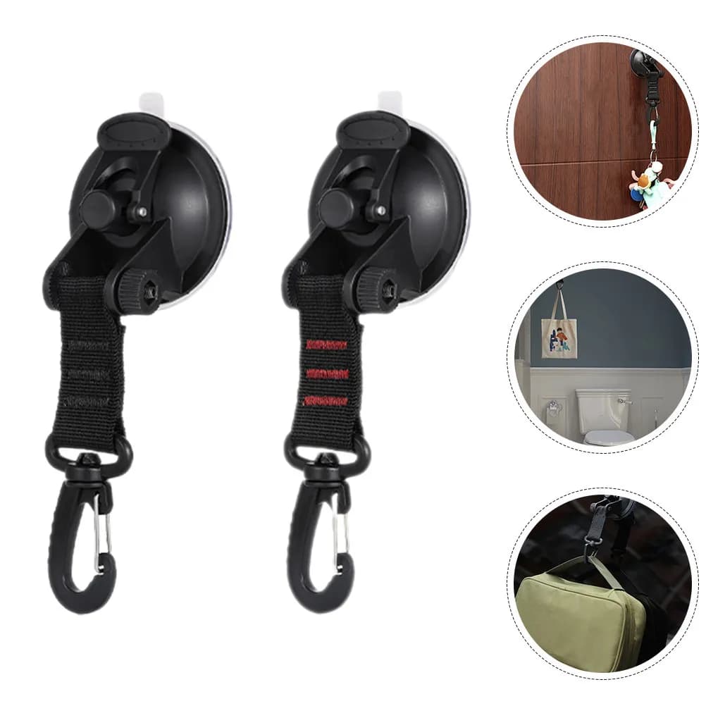 2Pcs Strong Suction Cup Hooks Heavy Duty Nylon Strap Portable Hanging Hooks Car Window Tent Multipurpose Outdoor