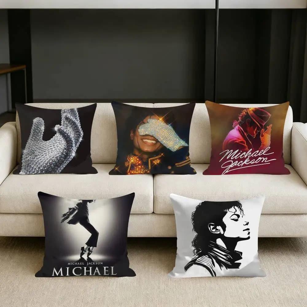 MJ-King of Pop M-Michael J-JacksonS Fodera per cuscino quadrata tinta unita per divano, decorazione per soggiorno e casa