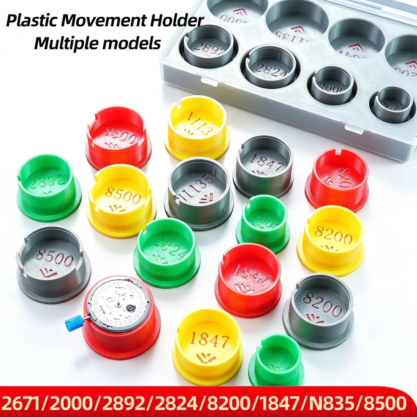 8PCS 3D Printed Plastic Watch Movement Holder Base Mechanical Watch Maintenance Tool Fit for 2671/2000/2892/2824/1847/NH35