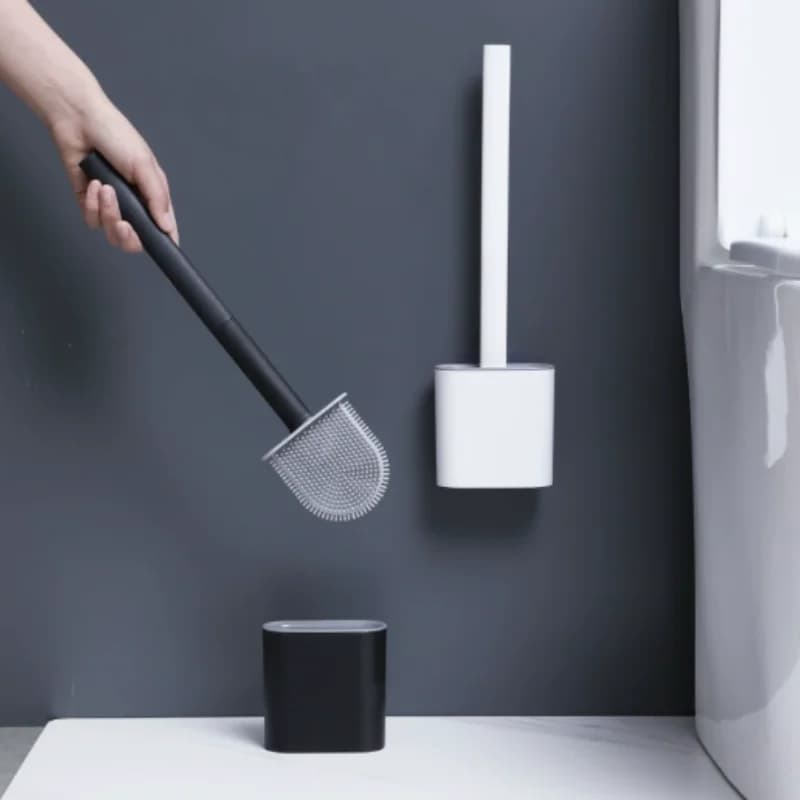 Long Handle Silicone Toilet Bowl Brush - Deep-Cleaning Toilet Brush for Home Dormitory Bathroom Accessories