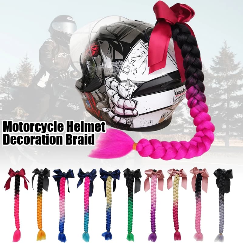 Hot sale! Bowknot helmet braces for helmet shaded Horsetail Hair with suction cup Ski helmet decoration for motor bike