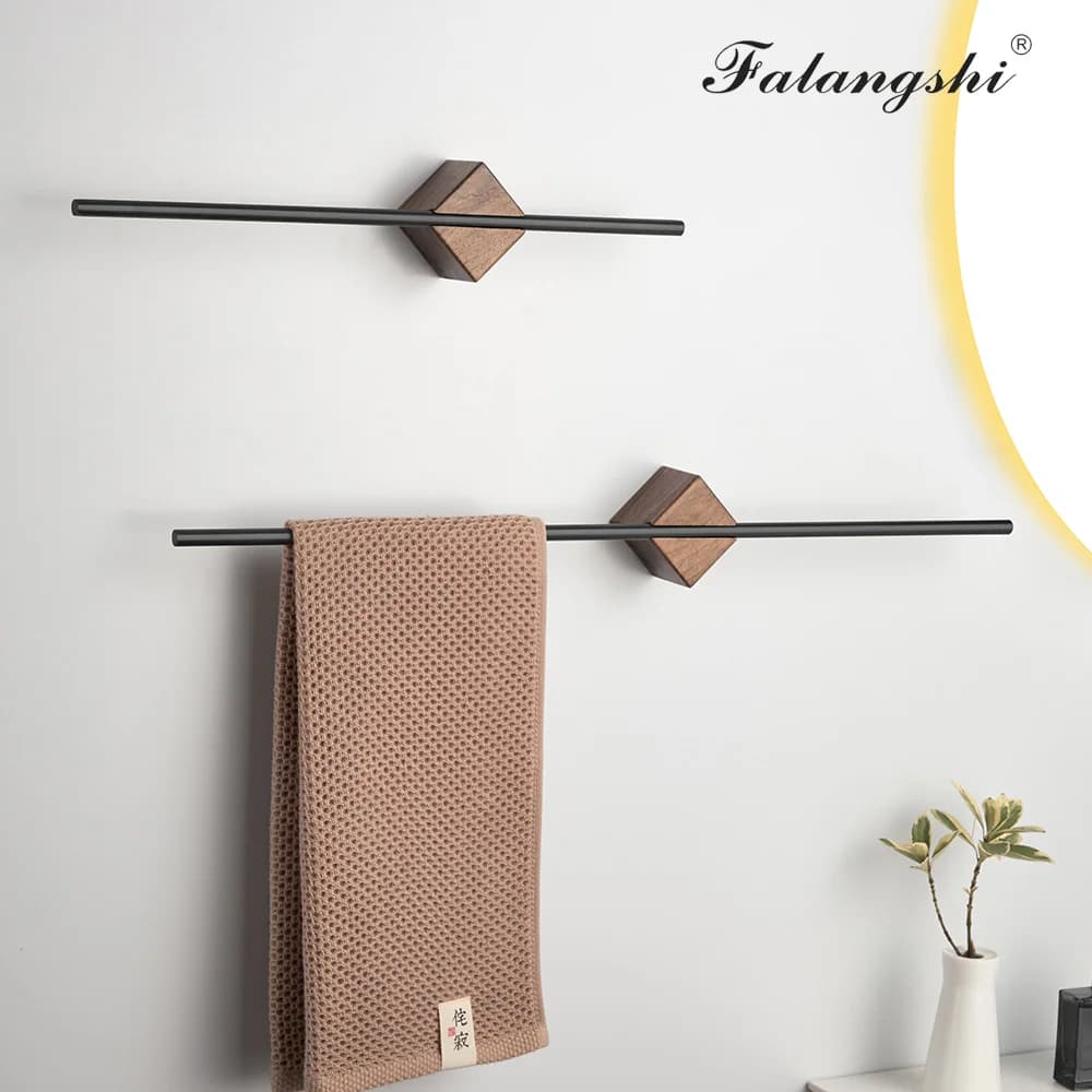 Nuovo stile portasciugamani da bagno portasciugamani in acciaio inossidabile 304 noce portasciugamani singolo portasciugamani artistico montato a parete WB8712