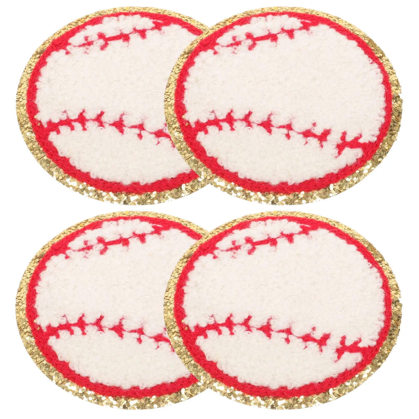 4 Pezzi Toppe Adesive Termoadesive in Poliestere Resistenti all'Usura a Forma di Palla da Baseball per Cappotti, Pantaloni e Zaini