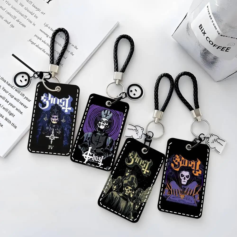 1PC Card Case Ghost Band Keychain Access card bag Keychain Leather card holder Keychain Access