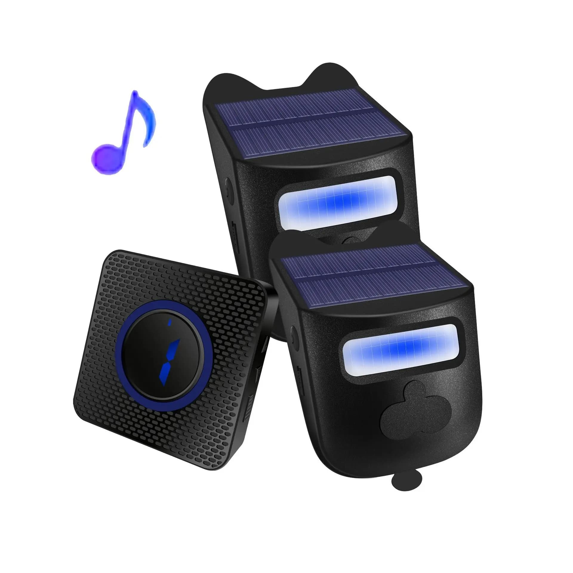 Campanello Wireless a Energia Solare con Sensore PIR a Lunga Distanza, Campanello di Benvenuto Autoalimentato, Pulsante di Allarme per Sicurezza Domestica