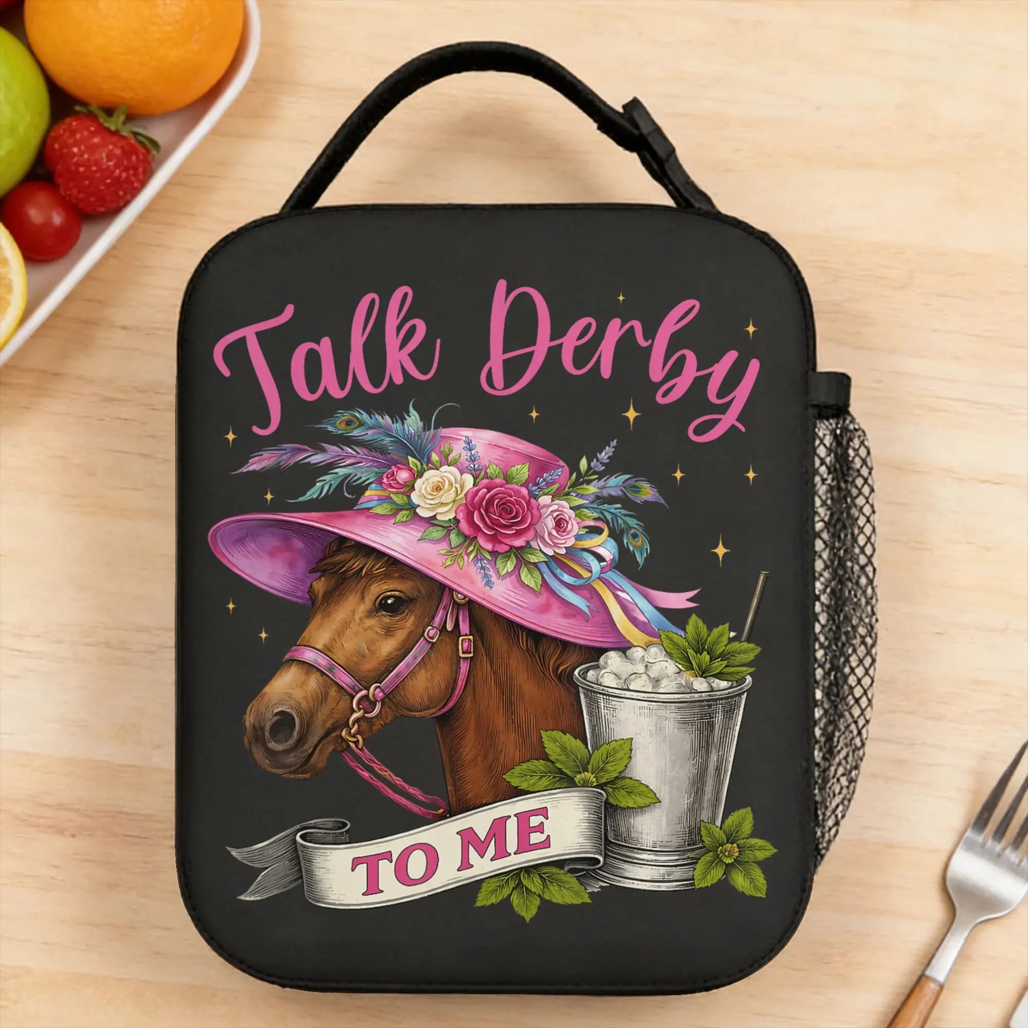 Borsa per il pranzo Talk Derby to Me Funny Racing Horse(3) Borsa per il pranzo da ufficio per bambini, estetica, portatile, con stampa, borsa termica