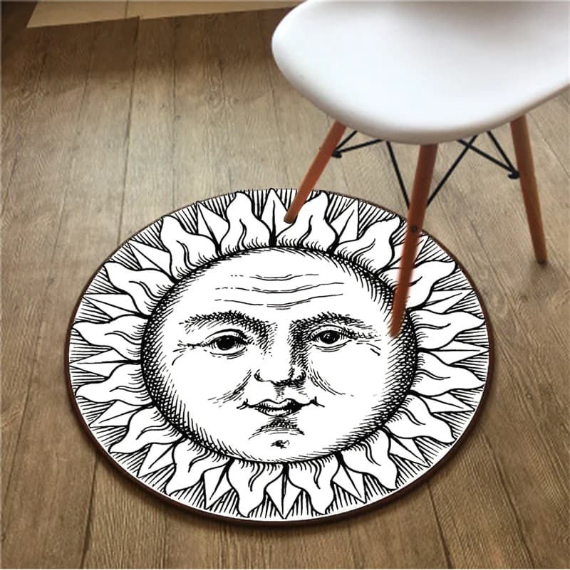 Tarocchi sole luna tappeto rotondo tappetino Yoga arte pavimento sedia camera da letto soggiorno tappeto Retro Home decor