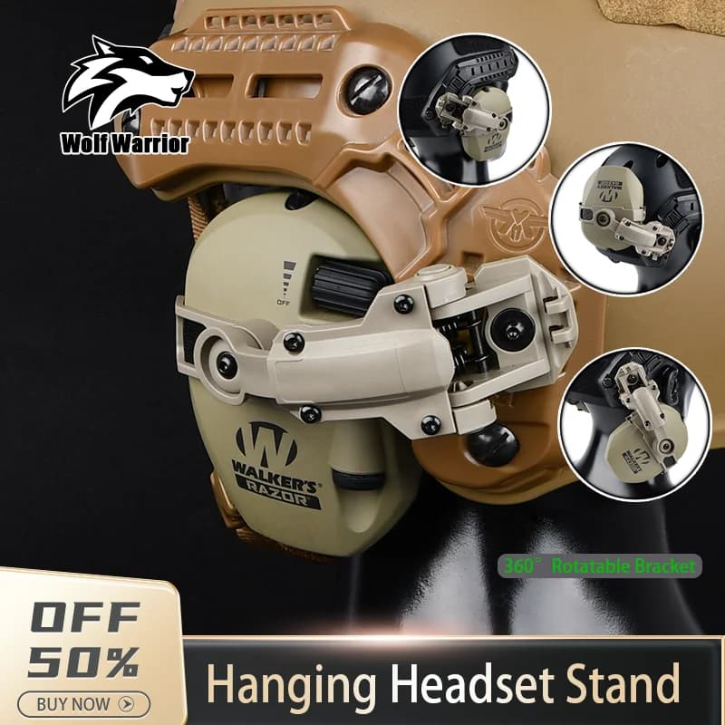 Supporto per auricolare sospeso Accessorio tattico veloce 360 ° Rotazione per cuffie Imapct Sport di Walker Adapte Wendyt Helmet Rail