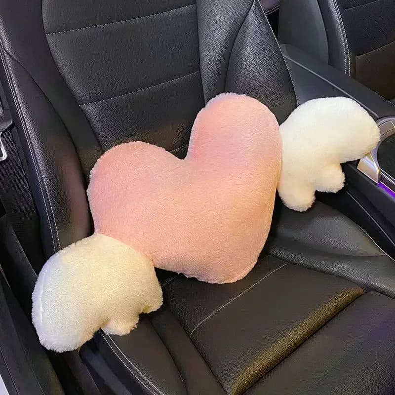 Cuscino per Poggiatesta Auto a Forma di Cuore in Peluche, Morbido e Carino, Accessorio per Sedile Auto - Cuscino Unico per Interni Auto