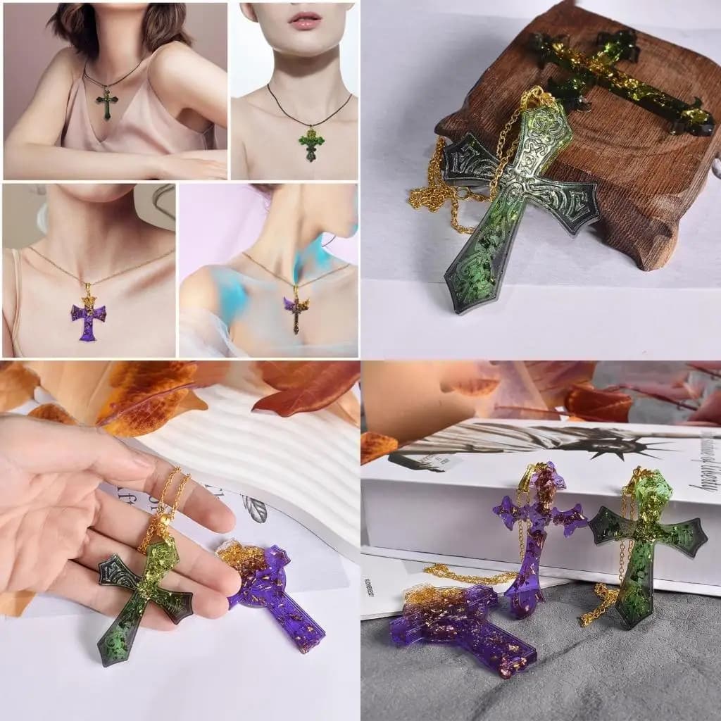 Vari stili stampo per orecchini a croce fai da te collana pendente ornamento stampo in silicone
