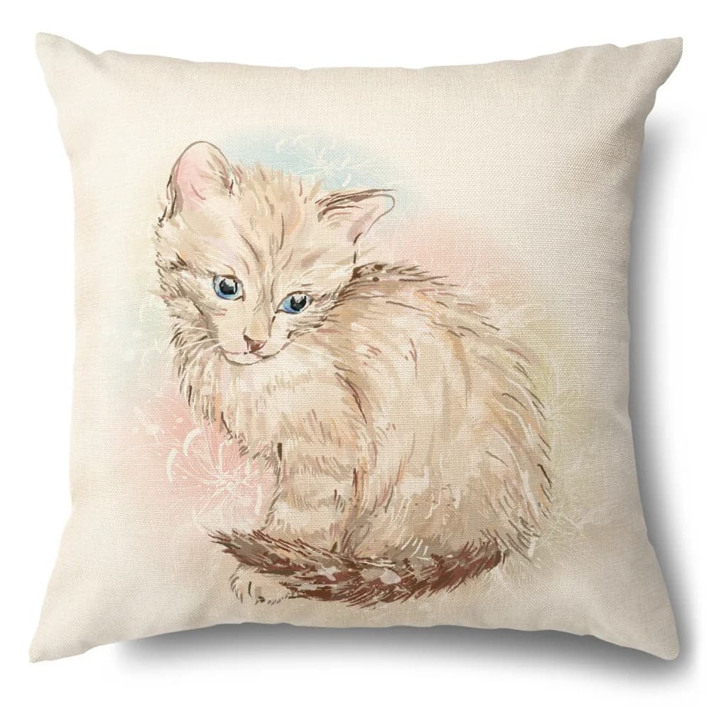 Fodere per cuscini a forma di gatto da cartone animato dipinte con stampa digitale su tessuto in peluche corto, cuscino a forma di auto per divano, decorazioni per ufficio e casa
