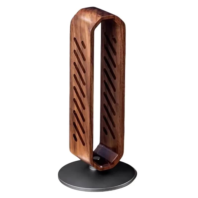 Wooden Rotating Walnut Headphone Stand Over-Ear Headset Holder Desk Organizer For Audio Equipment Storage Display Gift