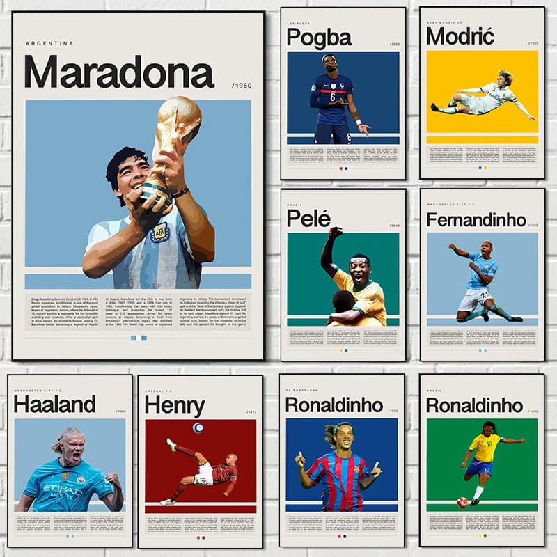 Famosa stella del calcio Calcio Sport Atleta mondiale Giocatore del campione Poster Stampa Immagini di arte della parete Pittura su tela Room Home Decor