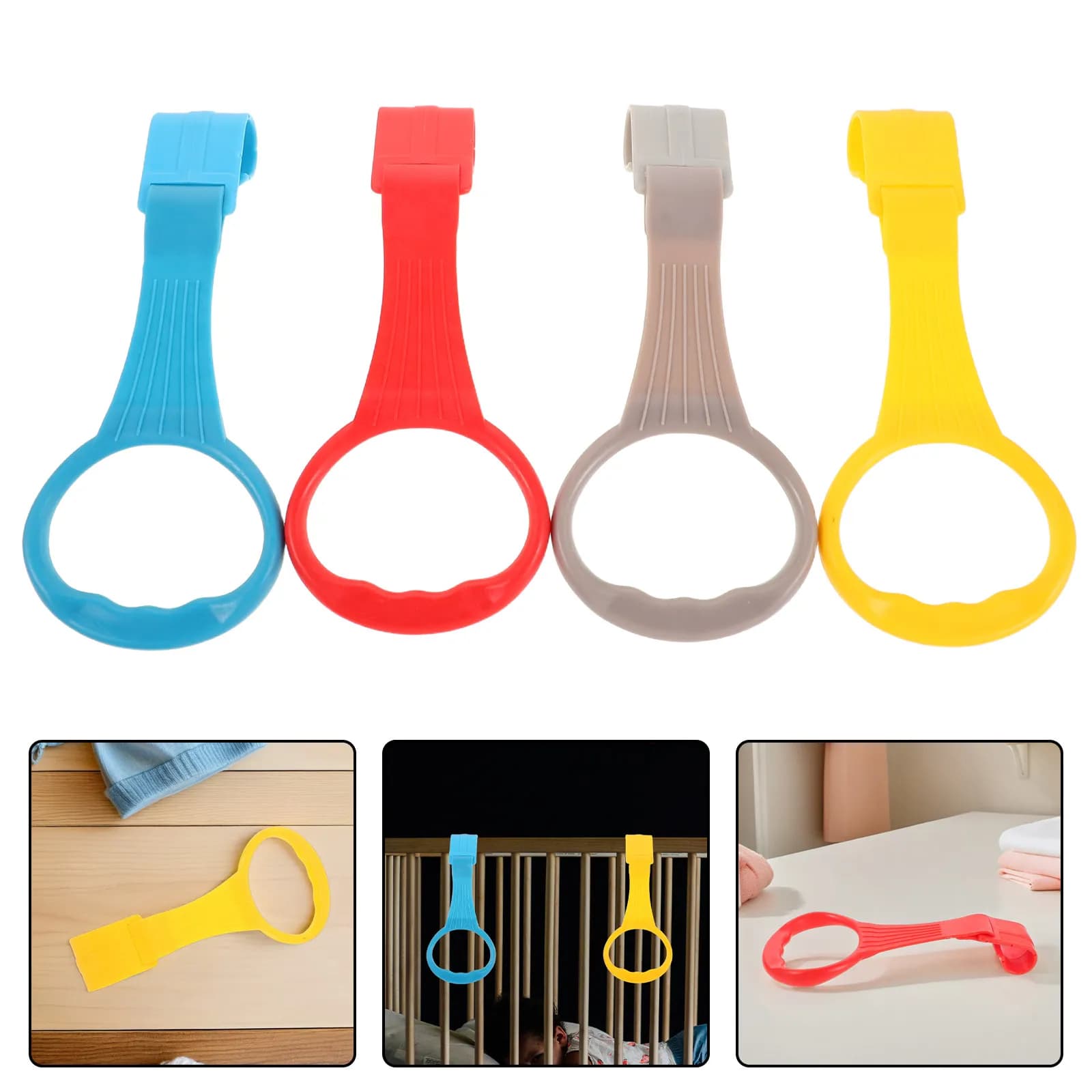 8Pcs Baby Standing Rings Pull Up Handles Playpen Infant Cot Hanging Rings Toddler Walking Balance Trainer Baby Cot Pull Handles