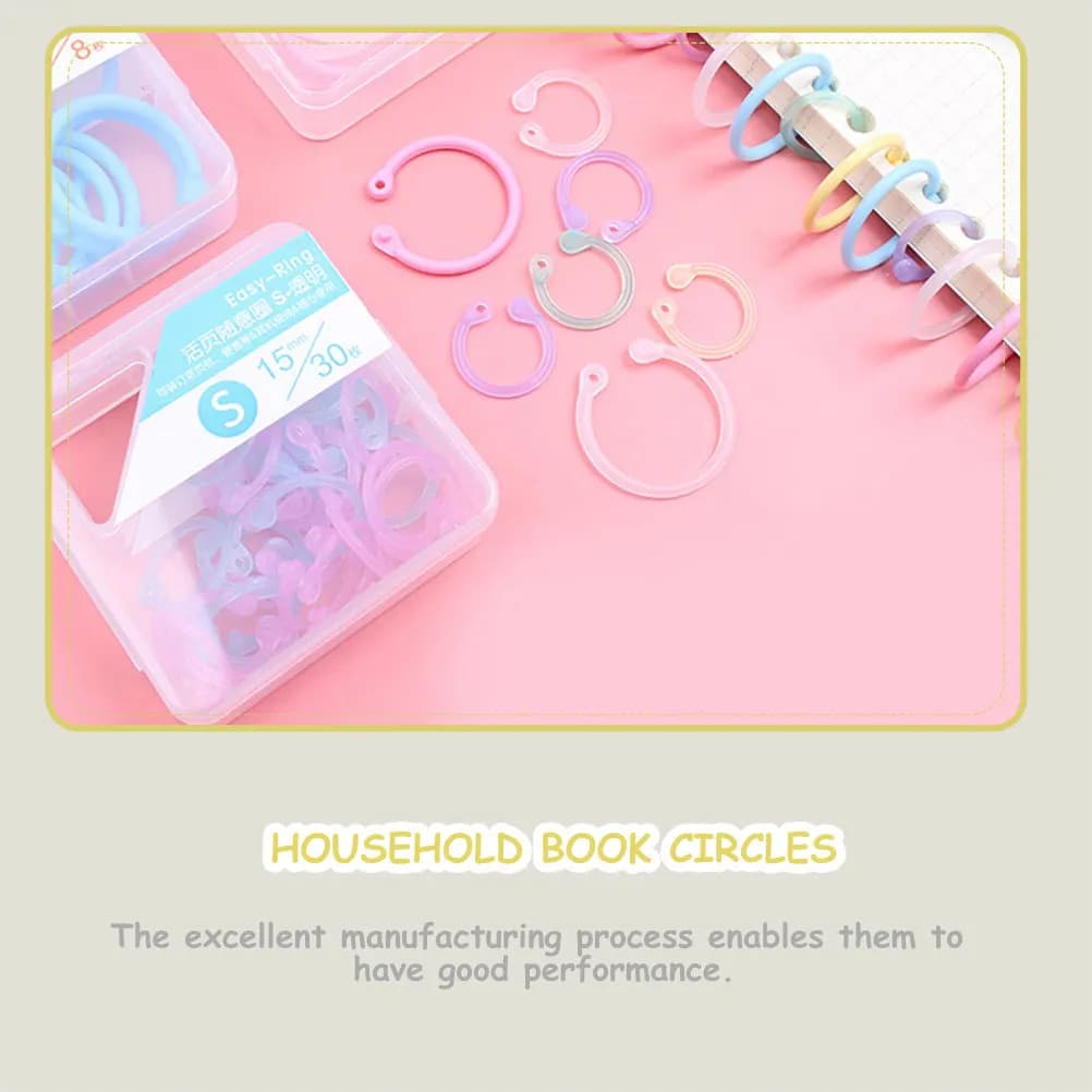 60Pcs Loose Leaf Binder Rings Heavy Duty Plastic Book Rings for Planner Notebook Organization Office School Home Use