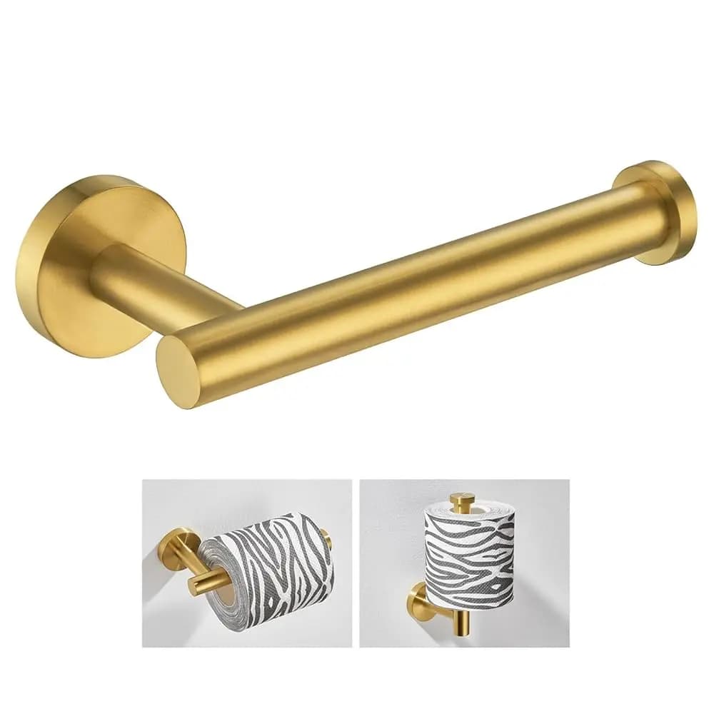 Portarotolo da Bagno Angolare in Acciaio Inox SUS304 Oro Scuro Spazzolato, Supporto per Carta Igienica da Lavabo