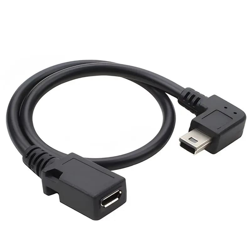 Micro USB Android from 0.25 m female to mini USB male shaped T 90 ° Cable Folded charging adapter, Dash Cam data cable on MP3 interface