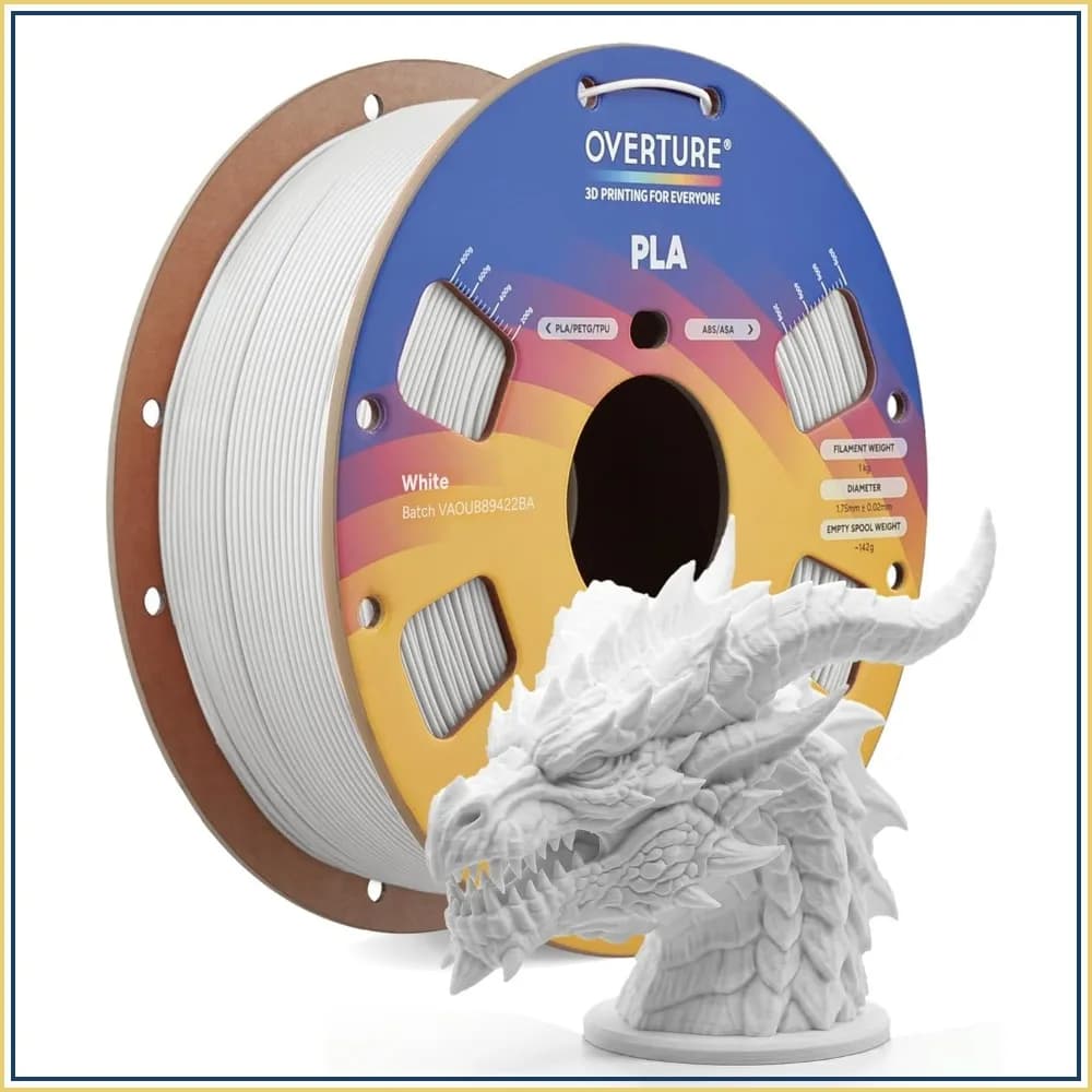 High Speed PLA Filament 1.75mm, Neatly Wound 1kg Spool, Dimensional Accuracy +/- 0.02 mm, Fit Most FDM 3D Printers, White