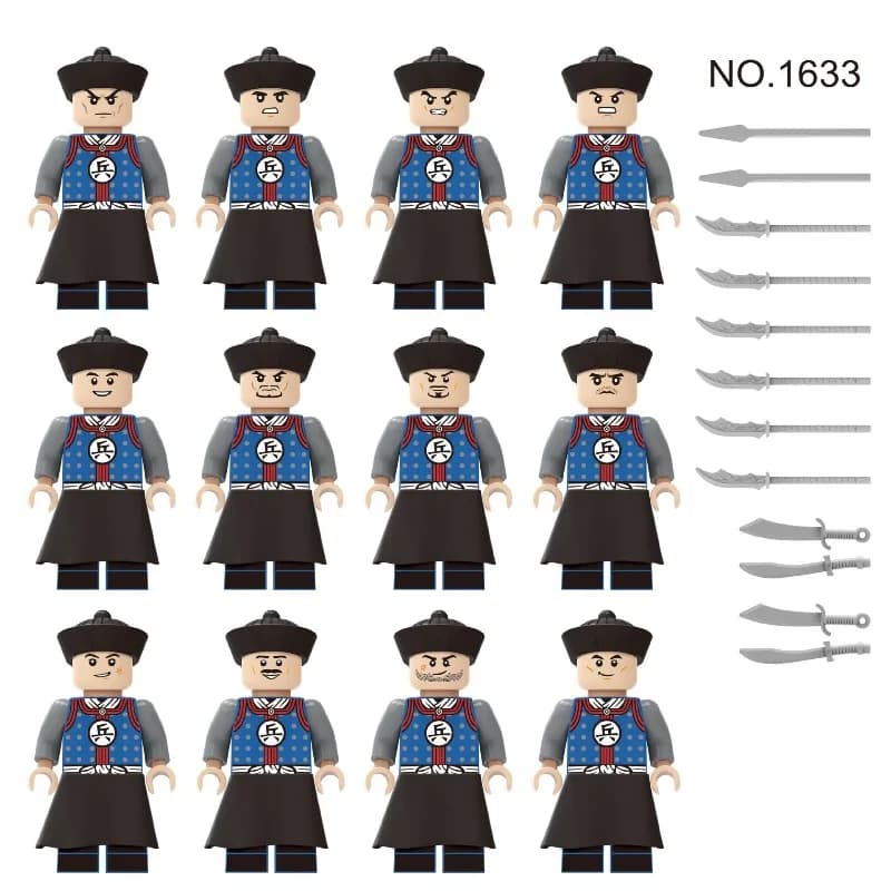 Mattoncini da Costruzione Educativi Transfrontalieri per Bambini: Minifigure dell'Antico Imperatore con Escort (M1629, M1633, M1631, M118)