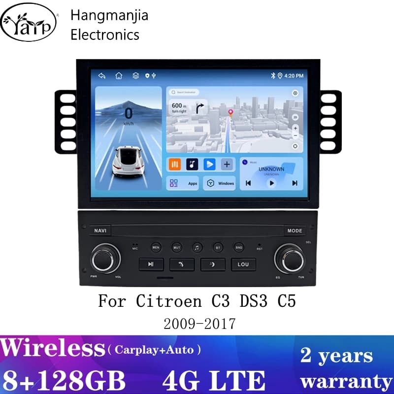 Hangmanjia Android13 Auto Radio Per Citroen C3 DS3 C5 2009-2017 Carplay Radio Stereo Audio Lettore Multimediale GPS Navigation4G