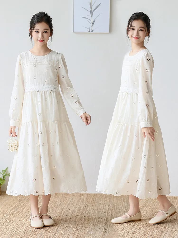 Girls' Long Sleeve Lace Dress for Spring and Autumn2025New style princess dress for girls