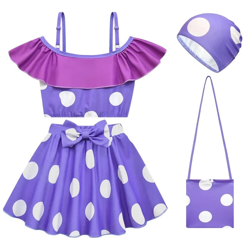 wiwiwi 123New Inside Out 2 Costume da bagno stile 3 pezzi Piccolo Medio Ragazze Gonna divisa ad asciugatura rapida Costumi da bagno Cosplay Envy Manica corta