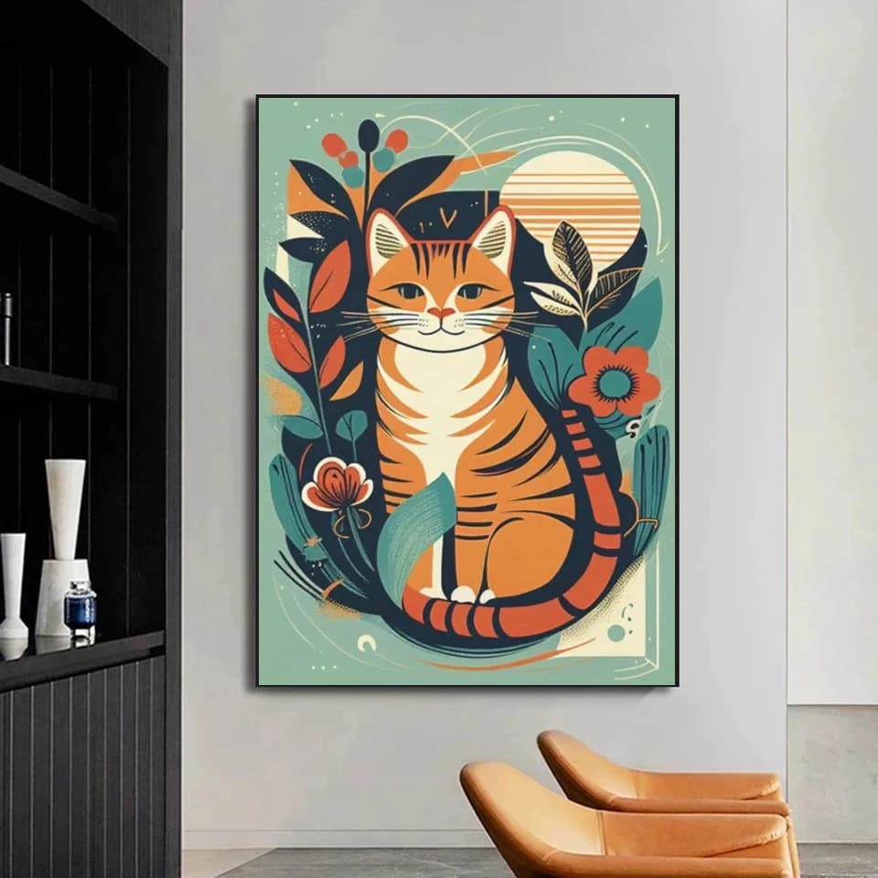 Diamond Painting Astratto Cubismo Francia Gatto Kit Ricamo Mosaico Completo con Diamanti Fai da Te Strass Punto Croce Decorazione Moderna per la Casa