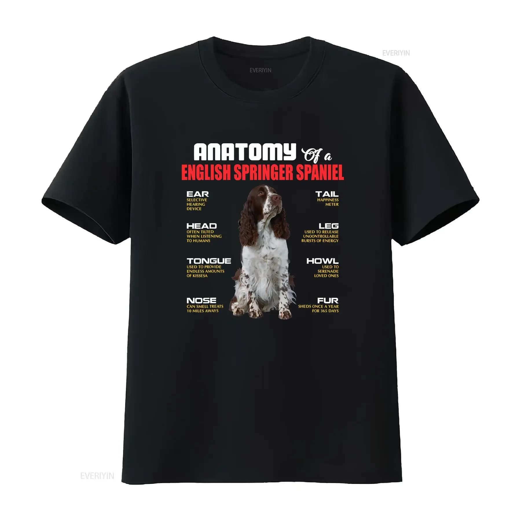 Anatomy Of A English Springer Spaniel Dogs Lover T Shirt SweaT 101353 vintage Washed Stretched Casual Versatile Stylish