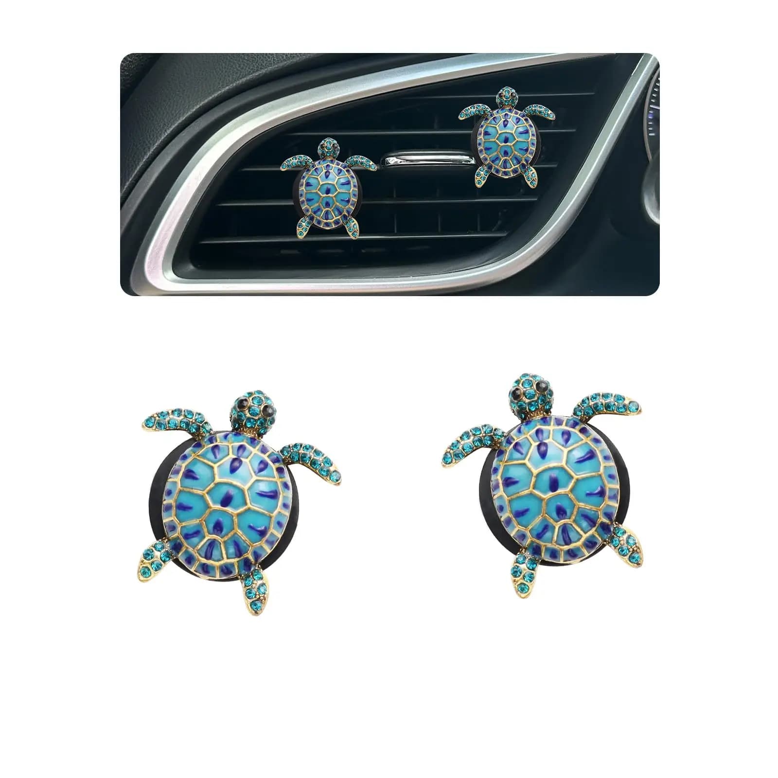 2 Pezzi Decorazioni Auto a Tema Tartarughe Marine, Simpatici Deodoranti per Auto a Tema Spiaggia per Donne, Diffusore Ricaricabile per Bocchette di Ventilazione