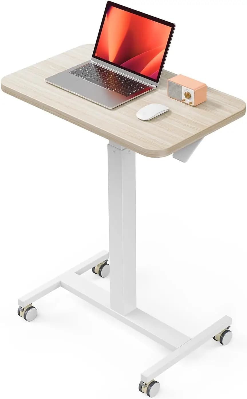 Scrivania Mobile Regolabile in Altezza con Ruote, Postazione di Lavoro Portatile per Casa, Ufficio e Aula